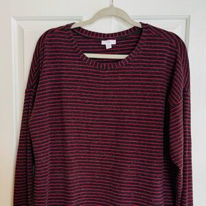 Comfy JJill Striped Tunic Top Plus Size 1X Relaxed Fit Top of Hip Length